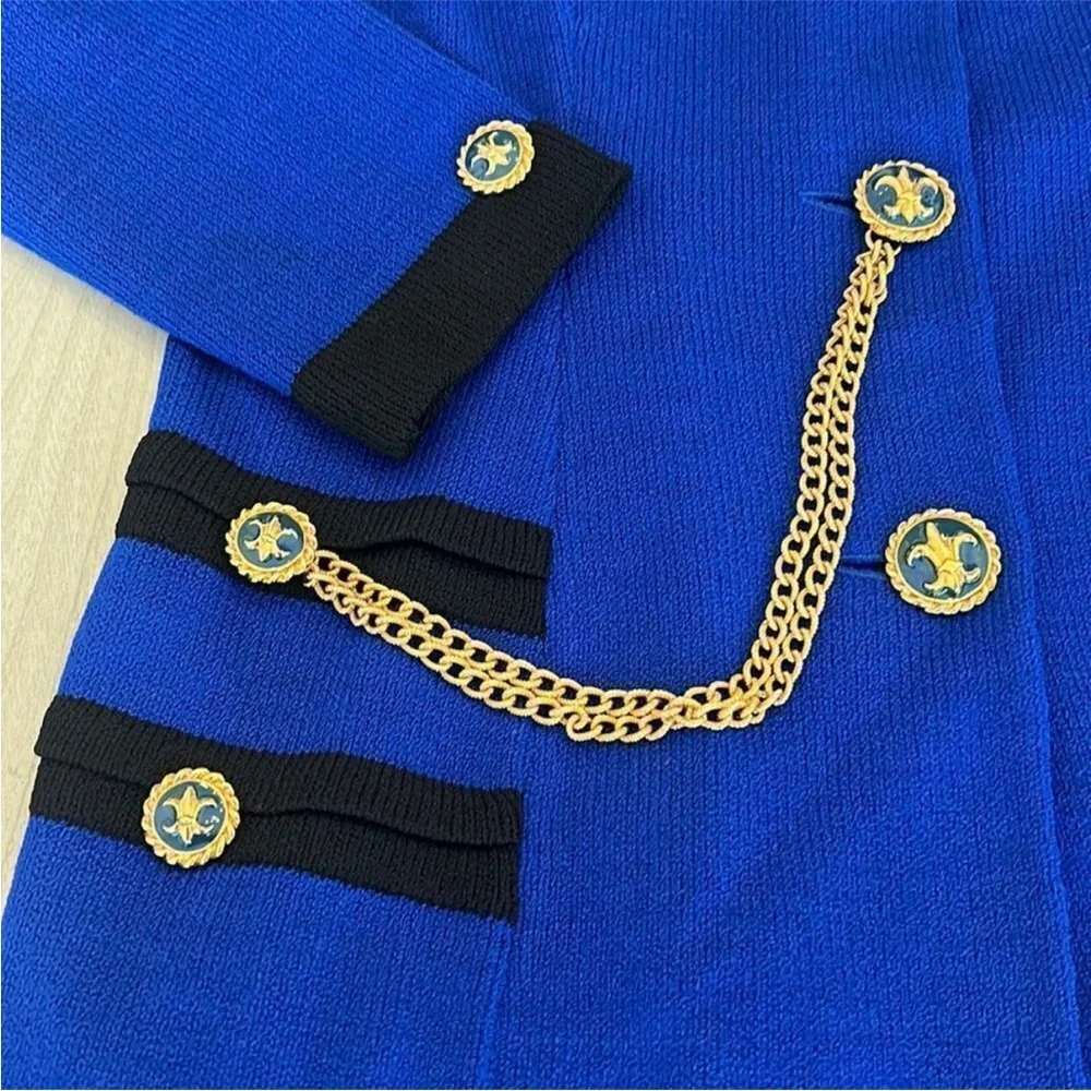 St. John Collection Royal Blue and Black Skirt Suit Set